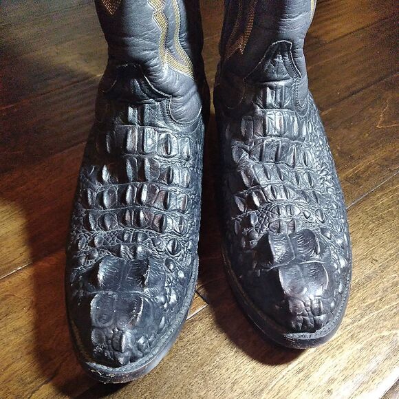 Exotic Alligator Cowboy Boots Western Leather Detailed Stitching Size? - Picture 6 of 9